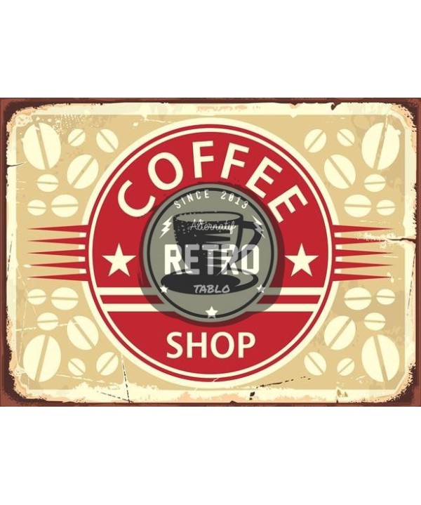 Kahve & Coffee 9 - Ahşap Retro Tablo